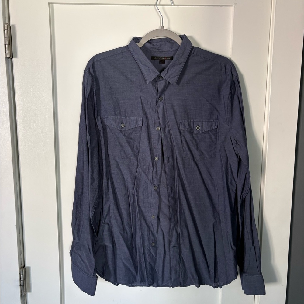 John Varvatos Mens Dark Navy Button-Down Shirt